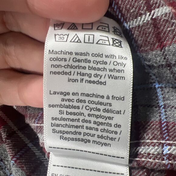 Untuckit Shirt Mens Slim Fit Flannel Red Gray Plaid LS Button Up Cabero Medium - Picture 7 of 10